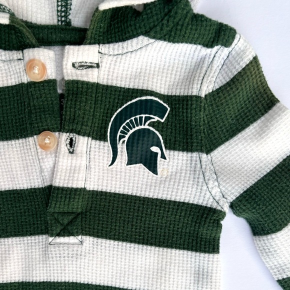 GEN2 Spartans Rugby Striped Long Sleeve Hooded Onesie Creeper Unisex One Piece - Picture 2 of 9